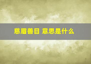 慈眉善目 意思是什么